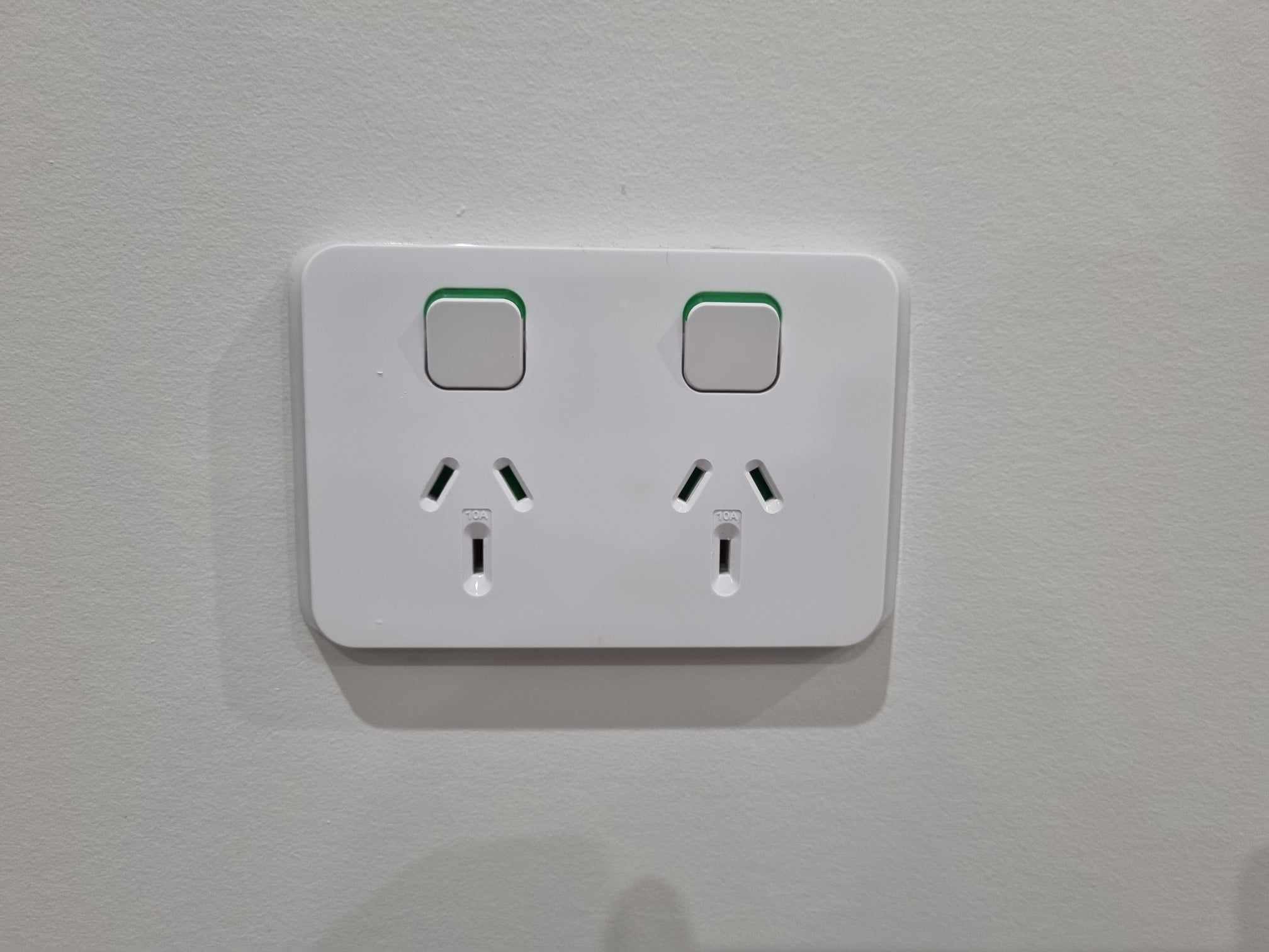 New double power point installed flush to the wall by H1 Electrical & Air in a Cowra home
